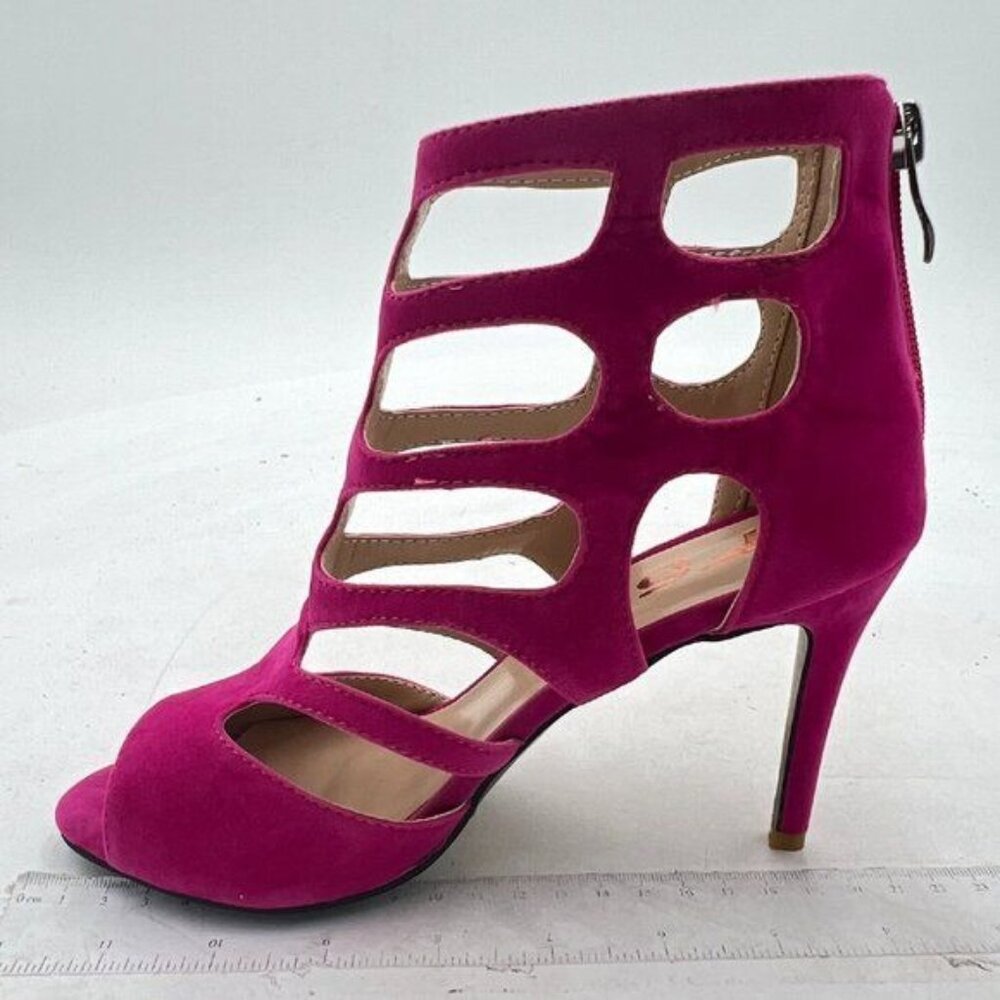 FSJ Women Caged Dress Sandals Chic Peep Toe Pumps Shoes Cutout Strappy High Heel